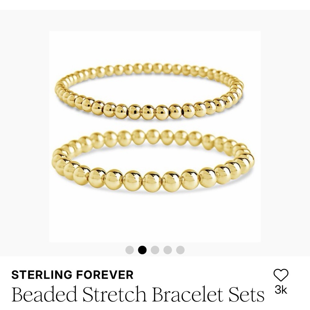 NWT Sterling Forever 14k GP Gold Beaded Bracelet Set 4mm and 6mm